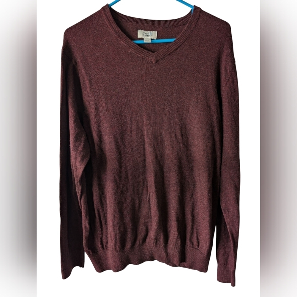 Croft & Barrow Men's Maroon V-Neck Sweater L